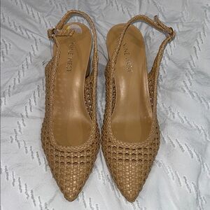 Nine West Brown Woven Slingback Heels